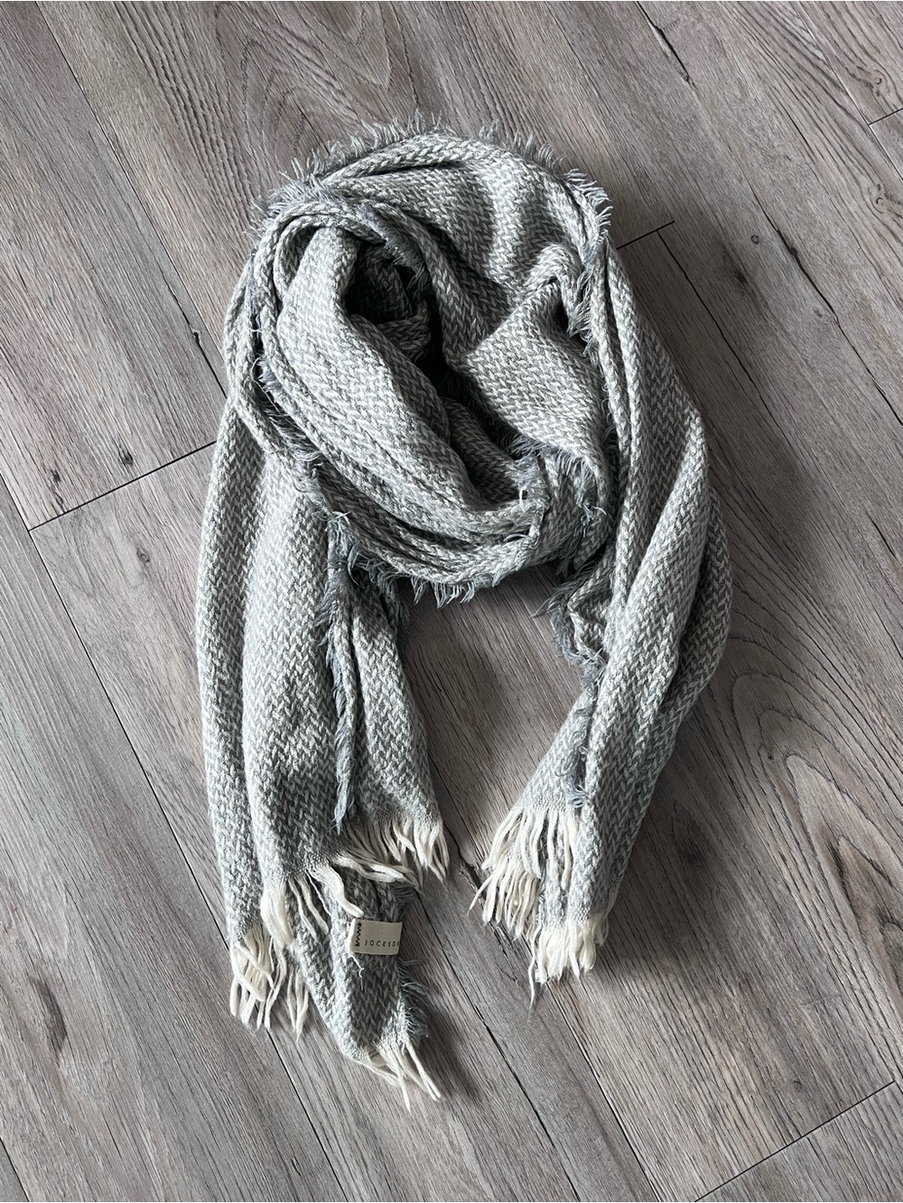 Jackson Rowe Light Gray Fringed Woven Scarf